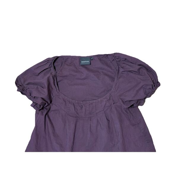 Richer Poorer Babydoll Top Sz Small Cotton Puff Sleeve Blouse Cropped Shirt - Picture 3 of 5